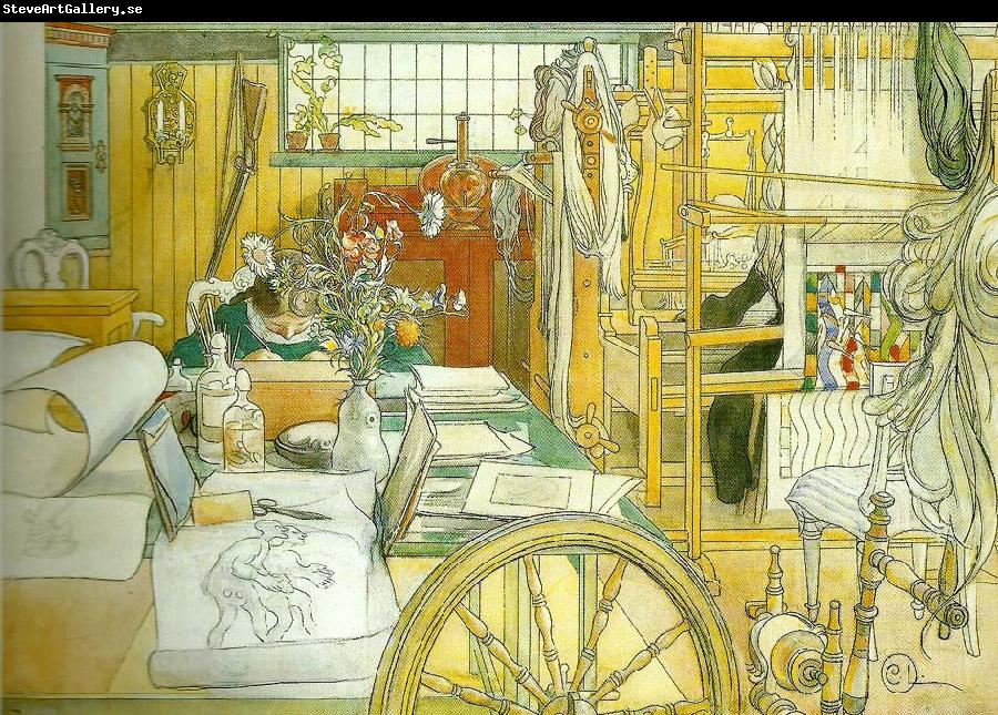 Carl Larsson verkstaden-brita i verkstaden